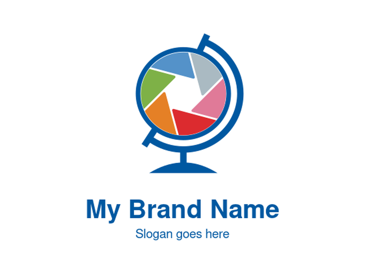 Globe with Colorful Camera Shutter Logo Design for Global Photography and Media Brands